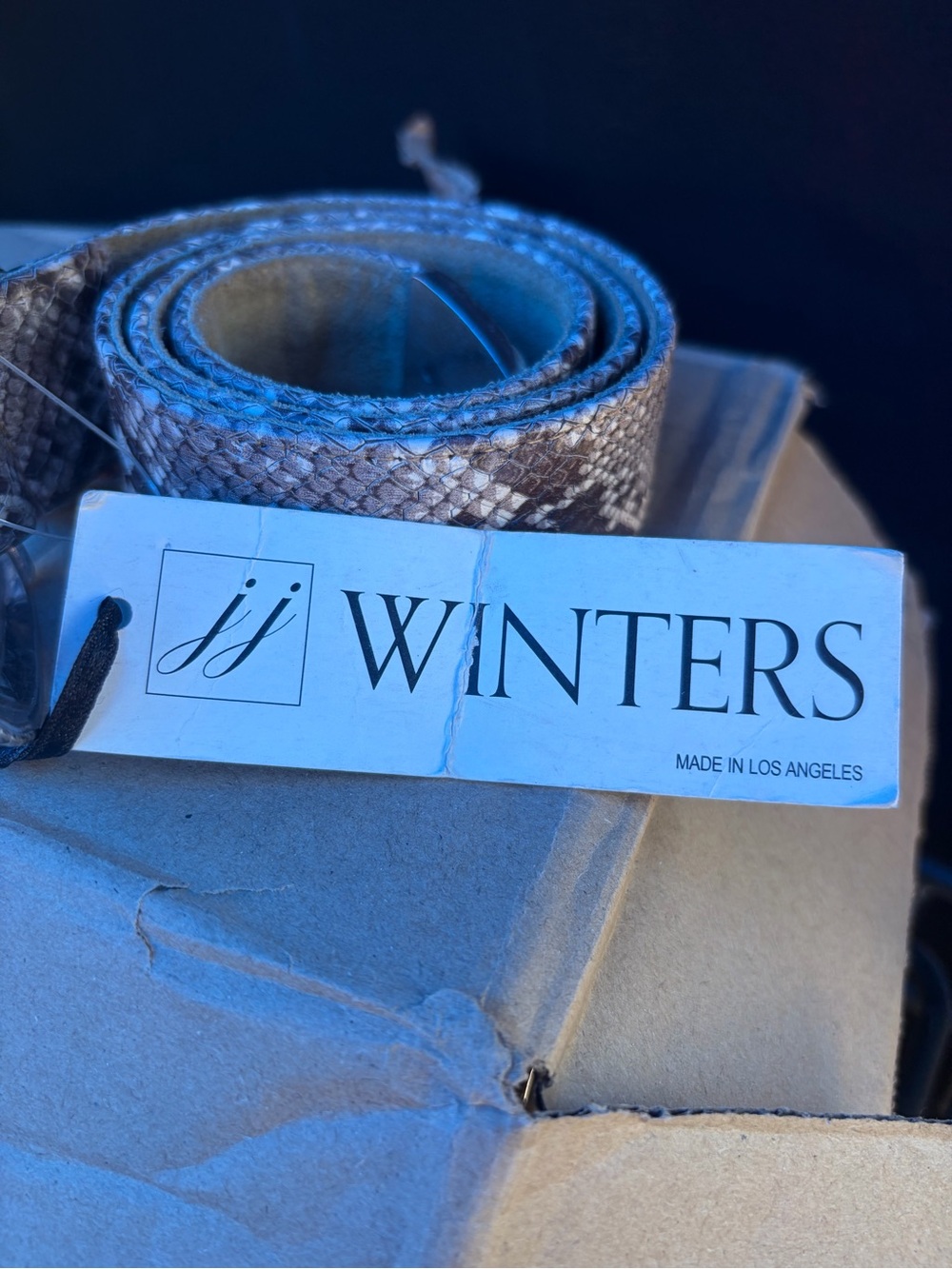 JJ Winters Brown and Cream Snakeskin-Patterned Belt